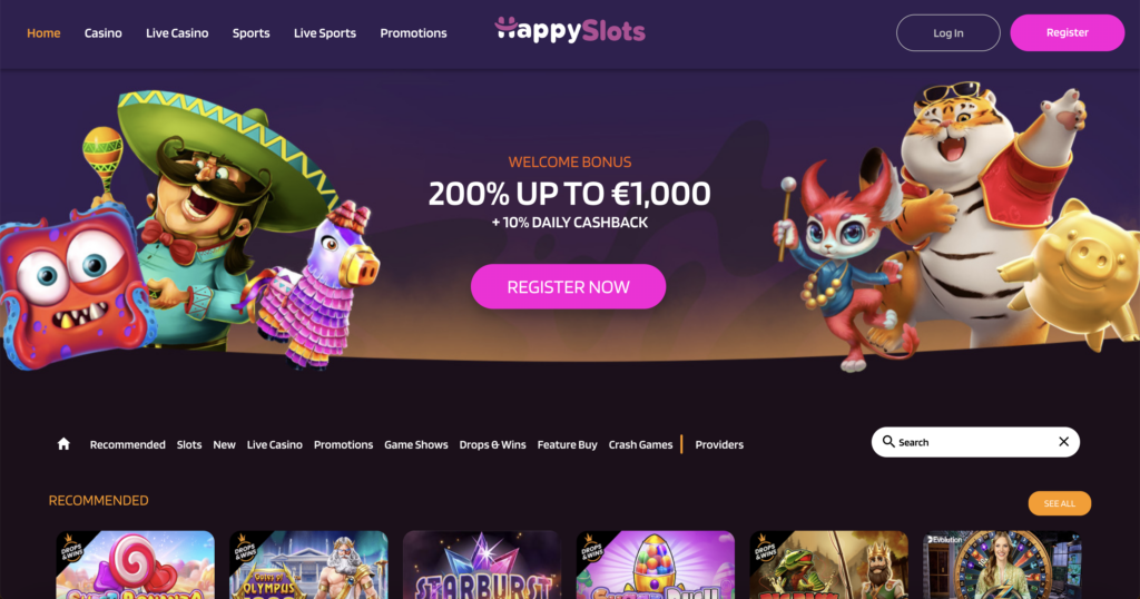 مكافأة كازينو Happy Slot - دورات مجانية في كازينو HappySlots
