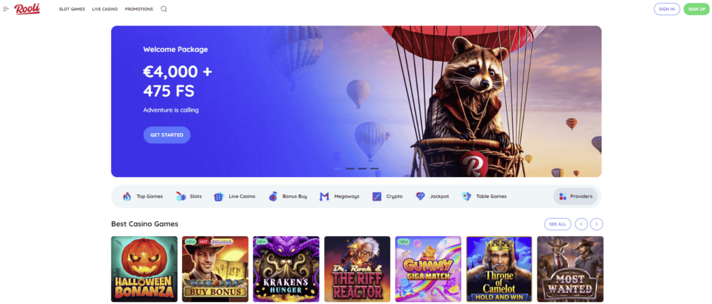 Rooli Casino Interface